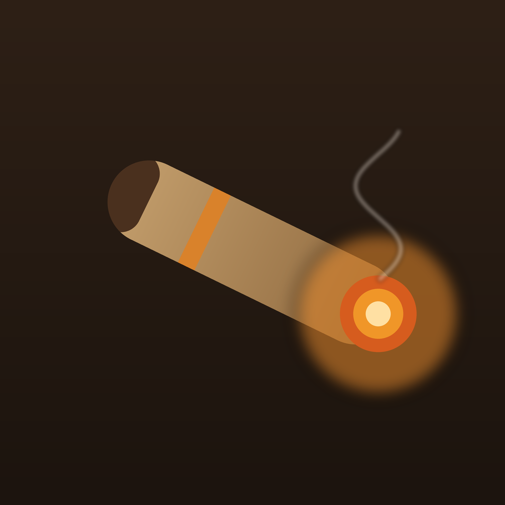 Ashbook app icon — a warm ember mark on a cedar and tobacco field