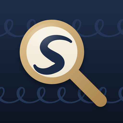 Cursive Lens app icon — a magnifying glass over a line of handwriting