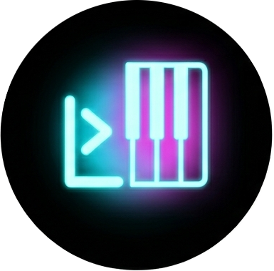 LuminaKeys App Icon - Neon keyboard light guide visualization