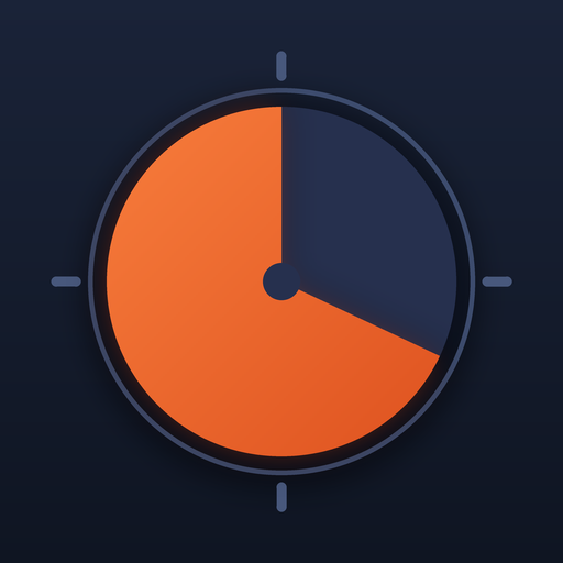 Timedisk app icon — an orange disk with a wedge removed on a midnight background