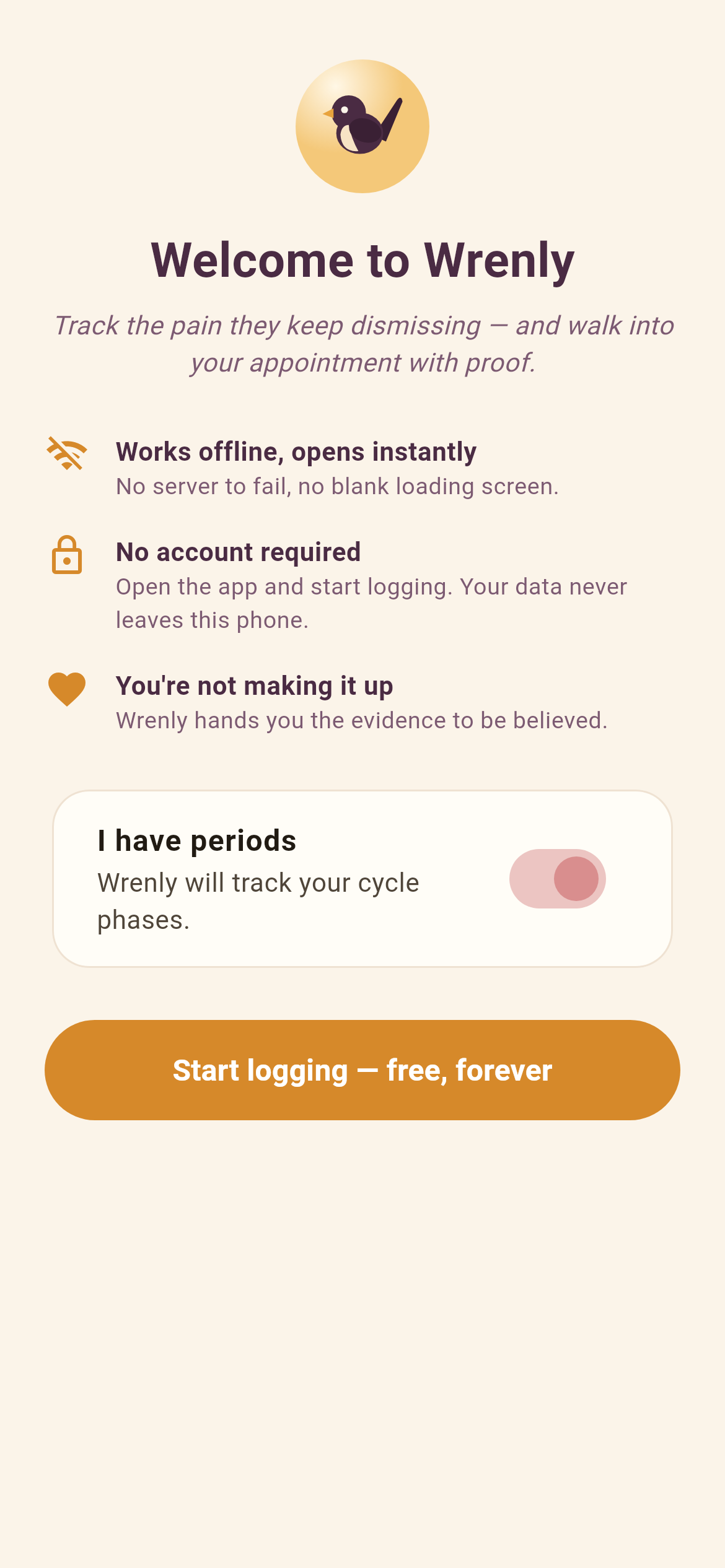 Wrenly onboarding welcome screen